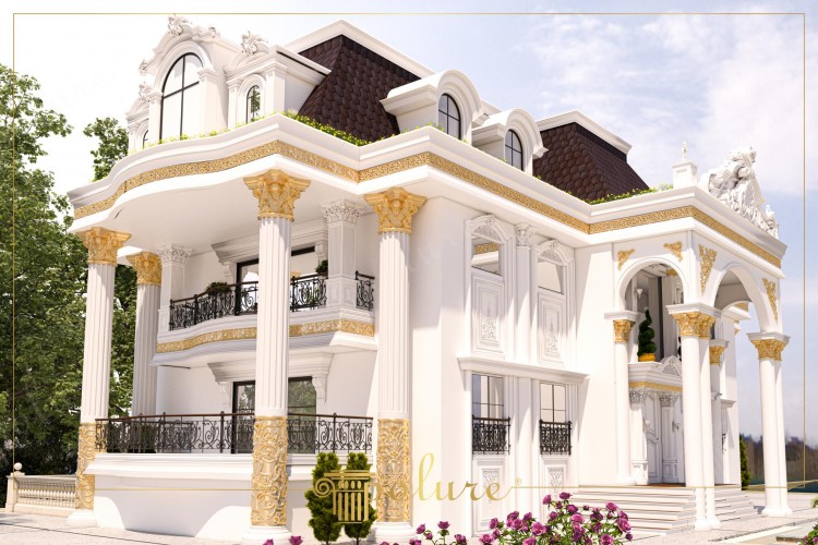 Elegante Villengestaltung mit Polyurethan-Details im klassischen Stil <h2>Klassische Architektur mit Polyurethan-Details</h2><p>Die dargestellte Villa verbindet eine prunkvolle Komposition mit fein ausgearbeiteten Polyurethan-Elementen. Besonders die <strong>Säulen</strong> mit goldenen Kapitellen, kunstvollen Reliefs und geometrisch klaren Rillen verleihen der Fassade ein Monumentalgefühl. Ergänzt werden sie durch filigrane Geländer und dekorative Bögen, die dynamische Symmetrie erzeugen.</p><p>Ein zentrales Gestaltungselement ist die Kombination aus strahlendem Weiß und prächtig vergoldeten Ornamenten. Während die weißen Flächen Ruhe und Klarheit ausstrahlen, erzeugen die kontrastierenden Goldapplikationen ein Gefühl von Opulenz. Die <strong>Fassadenverzierungen</strong> umfassen detaillierte florale Muster, antike Kapitellformen und kunstvolle Sockelstrukturen.</p><p>Die geschwungenen Formen oberhalb der Fenster sind von barockem Einfluss inspiriert, während die vertikal gegliederten Balkone eine klassizistische Linie einhalten. Dekorative Formen wie geprägte Paneele, plastische Figuren und reliefartige Muster zeigen den detailreichen Einsatz von <strong>Polyurethan</strong>, das zugleich leicht und langlebig ist.</p><h2>Historische Anklänge</h2><p>Die Gestaltung zitiert klassische Architekturstile wie den <strong>Korinthischen Orden</strong>, der seit der Antike für elegante Kapitelle bekannt ist. Durch moderne Fertigungsmethoden mit Polyurethan können diese Elemente heute effizient nachgebildet werden, ohne an Feinheit oder Stabilität einzubüßen.</p><ul><li>Symmetrische Fensterproportionen</li><li>Goldveredelte Ornamentstreifen</li><li>Opulente Bogenfassaden</li><li>Klassische Kapitellformen</li></ul><p>So entsteht eine Außenarchitektur, die historische Pracht mit zeitgenössischer Technik harmonisch kombiniert.</p>

<p>Diese klassische Villa zeigt eindrucksvoll die Wirkung eleganter <strong>Polyurethan</strong>-Details. Goldene Kapitelle veredeln die hohen <strong>Säulen</strong> der Fassade. Geschwungene Balkonlinien setzen weiche Akzente. Filigrane Geländer ergänzen die Ornamentik harmonisch. Die Kombination von mattem Weiß und glänzendem Gold verstärkt den Eindruck von Eleganz. Verzierte Bögen schaffen eine herrschaftliche Eingangssituation. Antike Formen des <strong>Korinthischen Ordens</strong> finden moderne Anwendung. Plastische Reliefs verleihen den Außenflächen Tiefe. Florale Muster kontrastieren mit klaren geometrischen Linien. Hochgezogene Fensterfronten bringen vertikale Dynamik. Subtile Dekorelemente betonen architektonische Symmetrie. <strong>Fassadenverzierungen</strong> in Polyurethan erlauben Präzision und Leichtigkeit. Historische Referenzen werden in zeitgemäßer Fertigung neu interpretiert. Die Komposition zeigt Balance zwischen Strenge und Zierlichkeit. So entsteht ein harmonisches Gesamtbild klassischer Eleganz.</p>