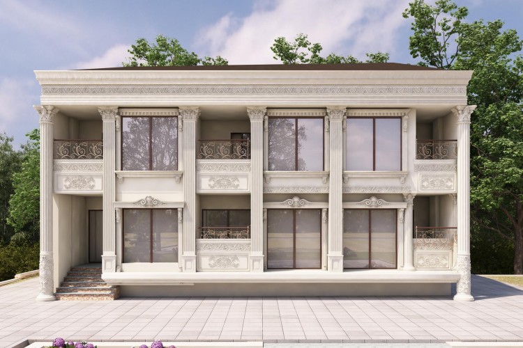 Klasična fasada sa poliuretanskim detaljima za elegantnu kuću <h2>Klasična fasada sa poliuretanskim dekoracijama</h2><p>Ova kuća je primer spoja elegancije i funkcionalnosti kroz upotrebu <strong>poliuretanskih</strong> detalja koji imitiraju izgled kamena. Na fasadi dominiraju korintske <strong>kolone</strong> sa vertikalnim žlebovima i bogatim kapitelima, čime se dobija osećaj monumentalnosti.</p><p>Balkoni su ukrašeni finim kovanim motivima i dopunjeni obimnim ornamentima u vidu <strong>floralnih</strong> i geometrijskih šara. Horizontalni dekorativni pojasevi povezuju arhitektonske elemente u skladnu celinu, dok se reljefi uokvireni oko prozora ističu svojom preciznom izvedbom.</p><p>Prefinjeni ornamenti, uključujući stilizovane <strong>arabeske</strong> i klasične rozetne, potiču iz tradicije antičke arhitekture, posebno iz doba kada su Dorijski i Jonski stil često kombinovani. Ovi elementi unose osećaj istorijske dubine i tradicije.</p><p>Upotreba poliuretana omogućava očuvanje vizuelne lepote klasičnih elemenata uz otpornost na vremenske uslove i smanjene troškove održavanja. Na taj način kuća dobija profinjen izgled i istovremeno ostaje praktična za svakodnevni život.</p><ul><li>Vertikalna simetrija kroz stubove</li><li>Balkonske ograde sa floralnim motivima</li><li>Reljefni ukrasi u poliuretanu</li><li>Klasični pojasevi i arabeske</li></ul>
<p>Ova fasada odiše klasičnom lepotom koja traje kroz vekove. Poliuretanski detalji omogućavaju dugotrajnu otpornost i eleganciju. Bogato oblikovane kolone daju osećaj monumentalnosti. Balkon sa reljefnim arabeskama unosi nežnu dekorativnost. Velike staklene površine uravnotežuju masivnu strukturu. Prefinjeni floralni motivi naglašavaju umetničku preciznost. Ornamentika u vidu geometrijskih šara doprinosi ritmu kompozicije. Klasični stubovi sa kapitelima povezuju tradiciju i modernost. Horizontalni pojasevi stvaraju harmoniju u fasadnom nizu. Površine su obogaćene detaljnim reljefima. Korišćenje <strong>poliuretana</strong> pruža lako održavanje. Klasični <strong>ornamenti</strong> vraćaju osećaj luksuza. Upečatljive <strong>kolone</strong> naglašavaju vertikalni naglasak. Raskošni <strong>floralni</strong> motivi ističu eleganciju. Ukupni dizajn kombinuje istoriju i savremeni duh.</p>