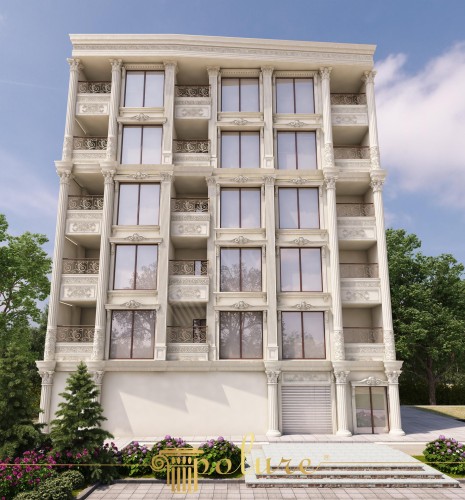 Klasyczna elewacja z poliuretanu w eleganckim stylu rezydencjalnym <h2>Elegancja klasyki w nowoczesnym wydaniu</h2><p>Prezentowana elewacja to przykład tego, jak <strong>poliuretan</strong> może ukształtować szlachetny wygląd budynku dzięki precyzyjnie odwzorowanym detalom architektonicznym. Smukłe kolumny z subtelnymi głowicami przypominającymi porządek joński wzmacniają pionowość bryły, a zdobione fryzy i gzymsy dodają głębi każdej kondygnacji. Zastosowanie <strong>klasycznych motywów</strong> w nowoczesnym kontekście pozwala połączyć trwałość materiałów z ponadczasową estetyką.</p><p>Ważnym elementem kompozycji jest dekoracyjna geometria na balustradach balkonów. Misternie opracowane formy, oparte na motywach roślinnych i falistych liniach, nadają fasadzie wyjątkową lekkość. Wypełnienia między kolumnami akcentują harmonijny rytm powtarzalnych wzorów, co wzmacnia poczucie porządku i symetrii.</p><h2>Detal jako wyraz prestiżu</h2><p>Zdobienia w postaci reliefów i paneli bocznych są uzupełnione delikatną ornamentyką, której źródła można odnaleźć w architekturze renesansu i baroku. Krótkie historyczne nawiązanie pokazuje, że kombinacja elementów klasycznych w wielopiętrowych fasadach znana była już w pałacach włoskich i francuskich, a dzisiaj dzięki <strong>nowoczesnym materiałom</strong> można osiągnąć ten efekt przy mniejszym nakładzie pracy i większej trwałości.</p><ul><li><strong>Kolumny</strong> o proporcjach klasycznych nadają elegancji pionowej kompozycji.</li><li><strong>Ornamenty</strong> z poliuretanu zapewniają trwałość i odporność na warunki atmosferyczne.</li><li><strong>Geometria</strong> balustrad podkreśla rytm fasady.</li><li><strong>Fryzy i gzymsy</strong> dodają ozdobności i głębi elewacji.</li></ul><p>Całość projektu wyróżnia się harmonią i równowagą między dekoracyjnością a funkcjonalnością, ukazując jak <strong>styl klasyczny</strong> pozostaje aktualny w nowoczesnych inwestycjach mieszkaniowych.</p>
<p>Projekt elewacji w stylu klasycznym pokazuje, jak <strong>poliuretan</strong> może nadać budynkowi elegancję. Kolumny przypominają klasyczne porządki architektury i wprowadzają harmonię. Zdobione fryzy oraz gzymsy budują wielowarstwową głębię kompozycji. Balustrady balkonowe zachwycają geometrycznymi i roślinnymi ornamentami. Symetria fasady podkreśla nowoczesną funkcjonalność. Każde piętro tworzy spójny rytm i proporcję. Ornamenty nawiązują do sztuki renesansu i baroku. Elewacja łączy tradycję z nowoczesnością. <strong>Styl klasyczny</strong> zapewnia prestiżowy charakter. Poliuretanowe detale są odporne i trwałe. Rozwiązania dekoracyjne chronią przed uszkodzeniami atmosferycznymi. Estetyka projektu nawiązuje do architektury śródziemnomorskiej. <strong>Ornamenty</strong> i kolumny nadają budynkowi lekkość. Wzory w balustradach przypominają motywy antyczne. Całość tworzy elegancką i ponadczasową elewację.</p>