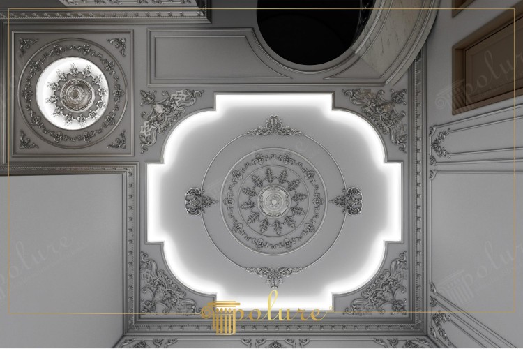 Elegant Polyurethane Classical Ceiling Design with Ornamental Motifs <h2>Classical Polyurethane Ceiling Design</h2><p>This ceiling composition demonstrates the elegance of <strong>polyurethane</strong> as a material for refined and durable decorative solutions. Its intricate <strong>ornamental</strong> motifs echo traditional European aesthetics, blending floral swirls with geometric precision. The central medallion radiates with rosette-inspired layers, recalling historical interior references seen in Renaissance and Baroque palaces, while remaining perfectly suited to modern applications.</p><p>A rich series of textured reliefs with scrolls, acanthus leaves, and stylized flowers are arranged in symmetrical alignment. The luminous outline framing the main medallion emphasizes spatial depth, producing an interplay between shadow and light that enhances its <strong>decorative</strong> power.</p><p>The frame panels along the periphery include intricate corner embellishments that balance the composition. This combination not only provides a timeless aesthetic, but also ensures design continuity across the entire ceiling space. The design enriches interiors that strive for <strong>classical</strong> refinement and architectural harmony.</p><p>Historical references to ceiling ornamentation can be seen in Greco-Roman temples and later in French palatial interiors, where ornamental medallions were often central elements. Here, polyurethane allows a lightweight, precise, and versatile way to reinterpret such traditions in contemporary decor.</p><ul><li>Symmetrical geometric structures for balanced appearance</li><li>Detailed floral and leaf patterns for <strong>luxury</strong> character</li><li>Integrated lighting to emphasize relief depth</li></ul><p>This ceiling model provides both a focal point and a unifying element for interiors, making it ideal for elegant living rooms, grand halls, or stylish reception areas where <strong>design</strong> integrity matters.</p>

<p>This classical ceiling design showcases intricate <strong>polyurethane</strong> details and refined floral artistry. The ornamental medallion brings elegance to modern interiors. Each layered rosette creates depth and symmetry. The peripheral panels establish rhythm in the composition. Delicate relief work highlights craftsmanship. Subtle integrated lighting enhances texture. The scrolls and acanthus leaves provide a timeless touch. Decorative contours accentuate architectural form. Historical influence shapes the medallion tradition. Balanced geometry makes the ceiling visually harmonious. The motifs provide richness to luxury designs. Detailed ornamentation defines classical interiors. Strong silhouettes create structural emphasis. The interplay of light and shade enriches perception. This <strong>decorative</strong> design delivers classical refinement for opulent spaces.</p>