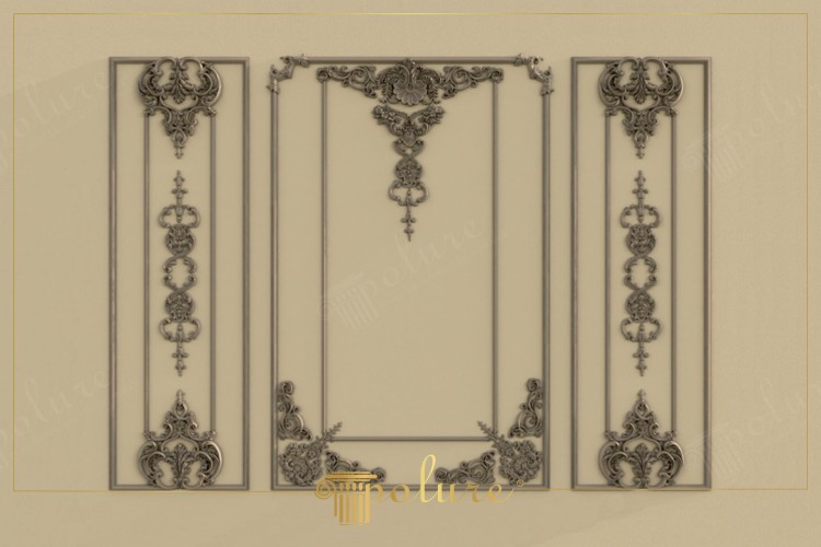 Pannelli decorativi in poliuretano con intagli nostalgici e raffinati <h2>Decorazioni murali raffinate in poliuretano</h2><p>I pannelli realizzati in <strong>poliuretano</strong> rappresentano una scelta raffinata per chi desidera unire estetica classica e funzionalità moderna. La struttura è suddivisa in tre campi verticali, con la sezione centrale più ampia e arricchita da un ornamento superiore che richiama motivi floreali e conchiglie barocche.</p><p>I lati presentano cornici strette con <strong>motivi ornamentali</strong> ripetuti, caratterizzati da simmetria e armonia. La cura nei dettagli si nota nei riccioli, nelle foglie attorcigliate e nei piccoli arabeschi che incorniciano le superfici, evocando atmosfere aristocratiche.</p><h2>Eleganza nostalgica e funzionalità moderna</h2><p>L’uso del <strong>design classico</strong> in combinazione con materiali moderni consente installazioni resistenti ma leggere. Queste decorazioni si adattano a interni domestici di prestigio, hotel o sale di ricevimento, conferendo carattere e originalità.</p><p>Le <strong>cornici decorative</strong> dalle linee geometriche regolari bilanciano le forme più ricche e movimentate degli ornamenti, creando un dialogo equilibrato tra linearità e fantasia.</p><h2>Cenni storici</h2><p>I motivi a volute e conchiglia sono stati tipici del periodo rococò europeo del XVIII secolo, molto apprezzati per la loro capacità di trasmettere ricchezza e dinamismo. L’impiego in contesti moderni restituisce nuova vita a questo linguaggio artistico.</p><p>Il risultato è una <strong>decorazione murale</strong> che combina arti applicate storiche e innovative tecniche di produzione.</p>
<p>I pannelli decorativi in <strong>poliuretano</strong> offrono una soluzione elegante per interni che unisce tradizione e praticità. Ogni elemento è arricchito da <strong>ornamenti floreali</strong> e arabeschi che creano un effetto scenografico raffinato. La suddivisione in tre sezioni verticali conferisce ritmo e armonia alle pareti. La sezione centrale, più ampia, è caratterizzata da dettagli complessi che richiamano la classicità barocca. I lati, invece, presentano motivi ripetuti che garantiscono equilibrio visivo. La leggerezza del materiale rende possibile un’installazione semplice e durevole. L’accostamento tra geometria lineare e <strong>decorazioni artistiche</strong> arricchisce ambienti prestigiosi. Le tonalità neutre esaltano i rilievi in contrasto. L’uso di motivi a conchiglia e volute rievoca l’epoca rococò. Queste forme aggiungono movimento e raffinatezza. L’adattabilità dei pannelli li rende perfetti per spazi classici e moderni. L’equilibrio tra estetica e resistenza li rende longevi. I dettagli in rilievo creano giochi di luce sofisticati. L’insieme garantisce uno stile unico. Una <strong>decorazione murale</strong> in poliuretano rappresenta un investimento estetico e funzionale.</p>