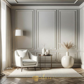 Neoclassical Living Room with Polyurethane Minimal Wall Molding