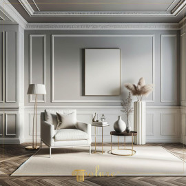 Modern Classic Living Room with Polyurethane Mouldings and Elegant Geometric Details