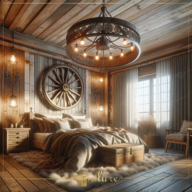 Rustic Bedroom Design with Polyurethane Wooden Beams and Classic Details