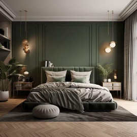 Modern Classic Bedroom Decoration with Polyurethane Details and Geometric Elegance