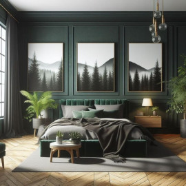 Modern Classic Polyurethane Bedroom Design with Forest Motifs