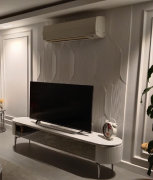 Polyurethane wall panel TV backdrop design in a modern classic living room