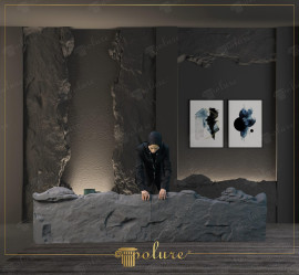 Rustic Classic Touches with Polyurethane Rock Panels for Living Room Decoration