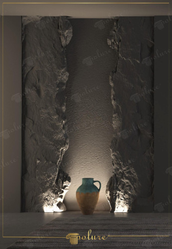 Rustykalny panel poliuretanowy z oświetleniem LED i klasyczną kompozycją dekoracyjną <h2>Rustykalny charakter poliuretanowego panelu</h2><p>Panel wykonany z trwałego poliuretanu został zaprojektowany tak, aby wiernie naśladować <strong>skałę</strong>, z widocznymi pęknięciami i nieregularnymi krawędziami. Jego surowa faktura tworzy efekt głębi, który nadaje przestrzeni autentyczny i naturalny wygląd. Element ten może być zastosowany jako centralna dekoracja salonu, holu czy restauracji, tworząc punkt wizualnego skupienia.</p><h2>Oświetlenie i detale</h2><p>Dolne <strong>oświetlenie LED</strong> ukryte przy podstawie panelu podkreśla nierówności i kształty, nadając całości przyjemny klimat i subtelny kontrast. Gra świateł i cieni uwypukla detale, czyniąc przestrzeń bardziej dynamiczną i elegancką. Umieszczony centralnie dzban z charakterystyczną glazurowaną powierzchnią w odcieniach turkusu i brązu dopełnia kompozycji, łącząc elementy natury i klasycznej sztuki.</p><h2>Styl i kontekst historyczny</h2><p>Rustykalne wnętrza często nawiązują do tradycji dekoracyjnych, które odnaleźć można już w starożytnych aranżacjach, gdzie skalne powierzchnie i naczynia z gliny odgrywały rolę symboliczną i estetyczną. Tutaj połączenie klasycznego akcentu z nowoczesnym tworzywem, jakim jest <strong>poliuretan</strong>, daje trwałość, lekkość i nowoczesną funkcjonalność.</p><h2>Zastosowanie we współczesnych aranżacjach</h2><p>Dzięki swojej odporności i efektownemu designowi panel ten sprawdza się zarówno w przestrzeniach prywatnych, jak i komercyjnych. Można go wykorzystać do podkreślenia ściany w strefie wypoczynkowej, jako tło dla elementu sztuki lub do stworzenia klimatycznej niszy w nowoczesnym apartamencie. Panel wprowadza do wnętrza <strong>rustykalny</strong>, a zarazem luksusowy charakter.</p>
<p>Rustykalny panel z <strong>poliuretanu</strong> nadaje wnętrzom wyjątkowy klimat. Imitacja naturalnej <strong>skały</strong> tworzy efekt głębi i faktury. Dolne <strong>oświetlenie LED</strong> wzmacnia wrażenie kontrastu światła i cienia. Centralny dzban o turkusowo-brązowej tonacji dodaje elegancji. Połączenie surowości kamienia z ciepłem światła LED sprawia, że dekoracja wygląda unikalnie. Lekka forma poliuretanu pozwala na łatwy montaż. Wzór nadaje się zarówno do klasycznych, jak i nowoczesnych przestrzeni. Naturalne linie panelu wprowadzają przytulność. Historia wykorzystania kamienia w aranżacji wnętrz ma długą tradycję. Tutaj interpretuje się ją we współczesnym stylu. Dzięki klasycznemu akcentowi naczynia całość zyskuje urok starożytności. Nowoczesne użycie materiału zapewnia trwałość projektu. Dekoracja dobrze współgra z minimalistycznym otoczeniem. Subtelne podświetlenie dodaje przestrzeni charakteru. Panel łączy w sobie funkcjonalność i estetykę w jednej kompozycji.</p>