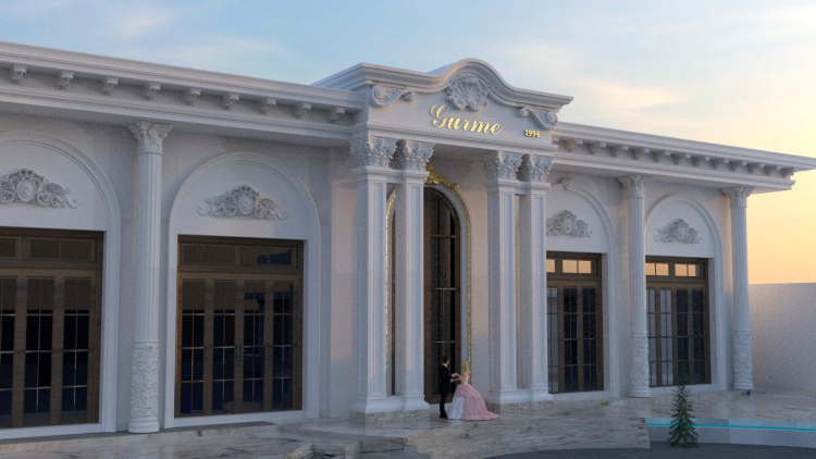 Dekor klasik me polistiren për fasadë dhe sallë dasmash elegante <h2>Sallë klasike dasmash me dekor poliuretan</h2><p>Ky projekt i jashtëm përfaqëson një interpretim të qartë të arkitekturës klasike, ku <strong>shtyllat</strong> e zbukuruara me ornamente barroko dhe relievet floreale e shndërrojnë fasadën në një hapësirë të sofistikuar. Panelet e harkuara mbi hyrje janë zbukuruar me gdhendje elegante që rrisin ndjesinë e solemnitetit.</p><p>Punimi i realizuar me <strong>poliuretan</strong> ofron lehtësi strukturore dhe rezistencë afatgjatë ndaj kushteve atmosferike, duke ruajtur finese vizuale. Kornizat e gjata të xhamit sjellin shumë dritë, ndërsa portali qendror me thekse të arta krijon një qendër tërheqjeje.</p><p>Këto elemente të përpunuara kujtojnë ndikimet e traditës romake dhe rinore, ku <strong>simetria</strong> dhe ornamenti përbëjnë bazën e bukurisë arkitekturore. Shkallët e gdhendura me gur të hapur rrisin madhështinë e hapësirës hyrëse duke e bërë të përshtatshme për ceremoni solemne.</p><ul><li><strong>Ornamente floreale</strong> me gdhendje të hollësishme</li><li><strong>Shtylla klasike</strong> me elemente korintike</li><li>Thekse elegante me ngjyrim ari</li></ul><p>Ky projekt është shembull i përkryer ku <strong>arkitektura klasike</strong> ndërthuret me funksionalitet bashkëkohor për t’i ofruar çiftit dhe të ftuarve një përvojë unike dhe luks moderne.</p>

<p>Kjo sallë dasmash reflekton estetikë klasike me një fasadë të dekoruar. Ornamentet e punuara kujtojnë artin neoklasik. Kolonat e gjata japin ndjesi madhështie. Kornizat prej xhami shtojnë hijeshi dhe dritë. Portali qendror me ar ngjyrë të theksuar sjell sofistikim. Dizajni përdor <strong>poliuretan</strong> për qëndrueshmëri. Sipërfaqet e bardha krijojnë pastërti vizuale. <strong>Simetria</strong> e strukturës ofron ekuilibër estetik. Relievet floreale japin ndjesi arti të gdhendur. Shkallët prej guri e bëjnë hyrjen solemne. Përngjasimi me <strong>arkitekturë klasike</strong> i jep një natyrë të veçantë. Salla përshtatet për evente luksoze. Hapësira krijon përvojë unike për mysafirët. <strong>Shtyllat</strong> dekorative kujtojnë format romake antike. E gjithë ndërtimi synon elegancë dhe funksionalitet.</p>